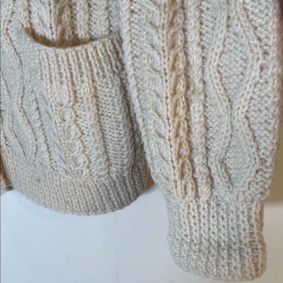 Boho Blarney Wollen Mills Pure Wool Traditional Aran Hand Knit Cardigan. - Picture 10 of 12